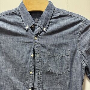 American Eagle Denim‎ Shirt Mens Size Large Long Sleeve Jean Shirt Button